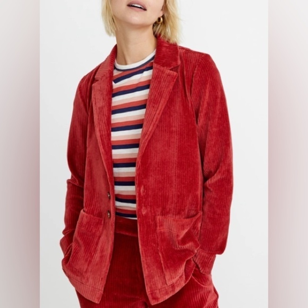 Marine Layer Montreal Corduroy Blazer Jacket Rosewood Red Size Small - Picture 1 of 8